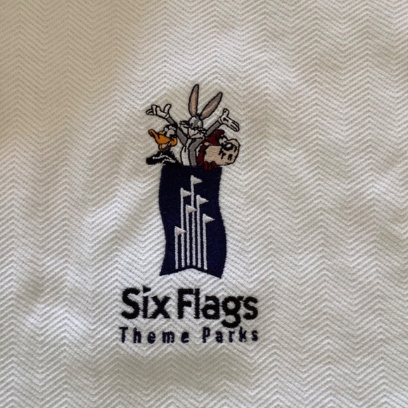 Six Flags Theme Park Looney Tunes Polo Shirt Mens Sz L Bugs Bunny Daffy Duck USA - Picture 3 of 14